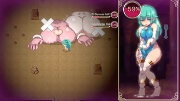 Mage Kanades Futanari Dungeon Quest [ Hentai Game PornPlay ] Ep.3 latex slime suit is pumping her tiny futa cock