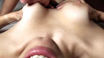 Stepmommy moans while her nipples are sucked