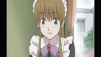 Anime maid gets wet pussy fantasizing