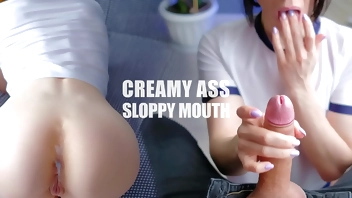 I'm so sloppy when he fucks my mouth so deep…My ass is in his cream
