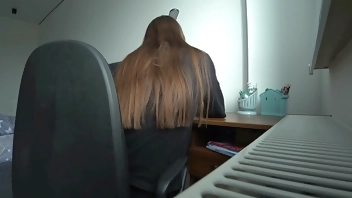 Cheating. An Unfaithful Wife Cheated On Her Husband With His Friend On The Desk While He's Not At Home. Anal