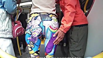 Big ass with leggings she lets me push her cock on the metrobus, she made me so hard that she put it in!