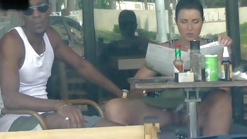 Cheating Wife #4 Part 3 - Hubby films me outside a cafe Upskirt Flashing and having an Interracial affair with a Black Man!!!