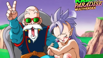 Kame Paradise 3 - West Supreme Kai gets saved by Roshi's huge cock