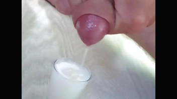 Huge cumshot to glass part 3