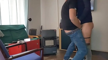 Fucking my neighbors wife standing missionary  while he is in the bathroom