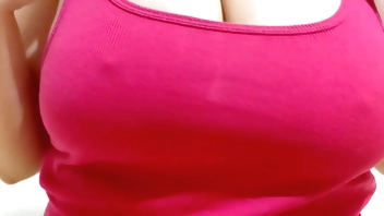 Rubbing my big breasts after a workout at the gym - LuxuryOrgasm