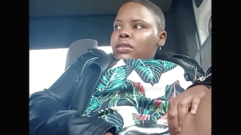 Chubby bitch playing with her pussy in a public taxi