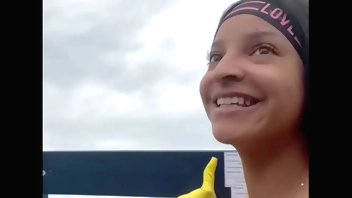 Sexy Ebony takes out the trash