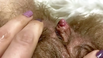 Huge erected clitoris fucking vagina deep inside big orgasm