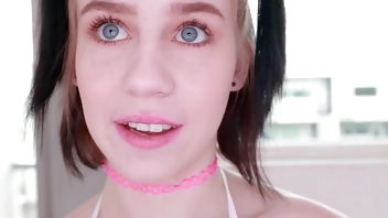 REMI JONES 18 YO Cutie POV NO HANDS Finish Cum Swallow Blowjob - WOW! A