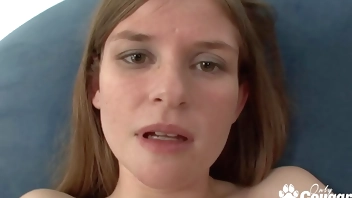 Blonde Babe Fills Her Hairy Pussy With Dick