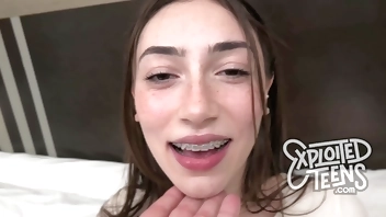Watch this 18 yr old with braces give a sloppy blowjob
