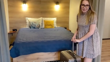 Stepson fucked his stepmom in a hotel room. Stepmom: - Oh my god!!!