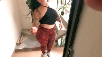 I fuck my horny neighbor when she is going to water her plants