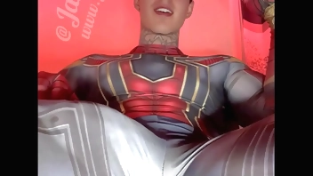 Stroking My Massive Cock In Super Hero Costumes Before Shooting A Huge Load